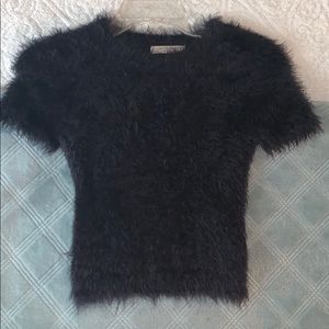 black fuzzy cropped shirt